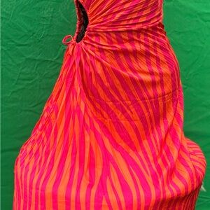 NWOT - Vibrant Heatwave One-Shoulder Pleated Cut-Out Midi Dress size S